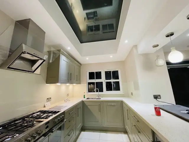 Sage green painted kitchen